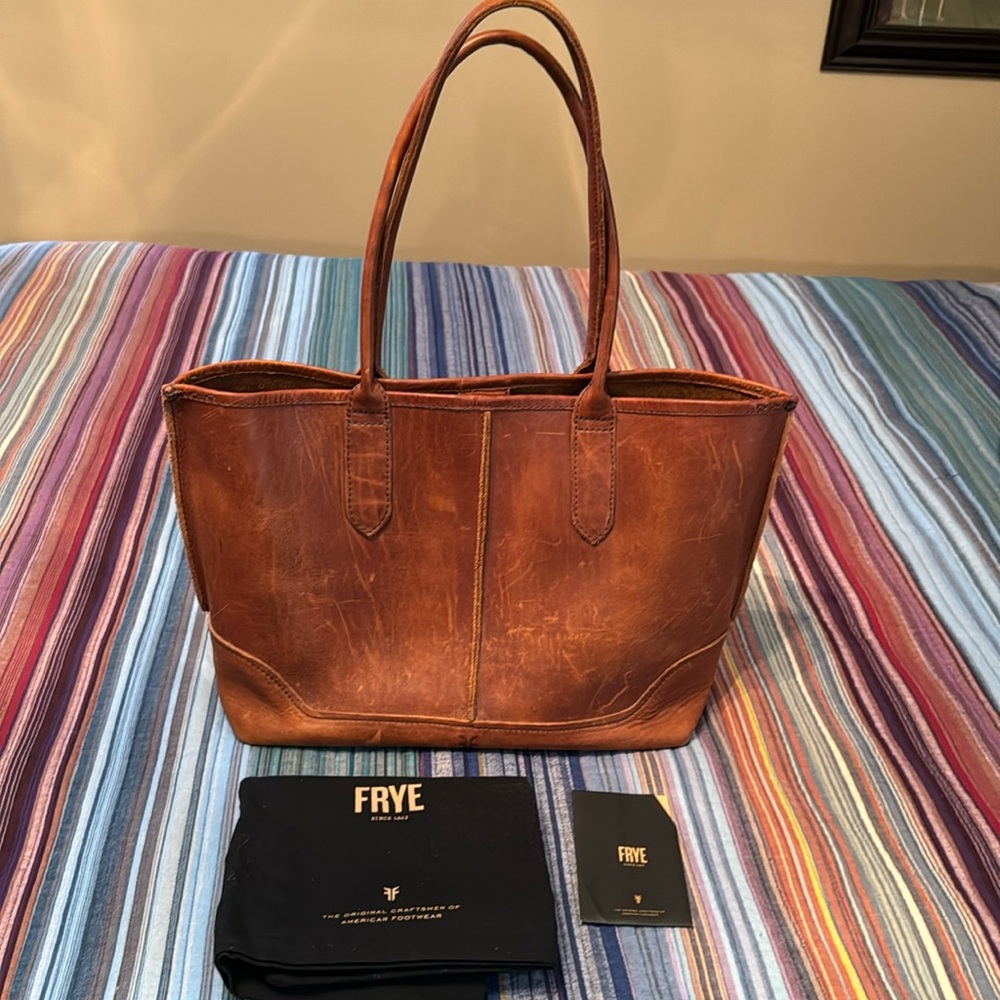 Vintage Cognac Frye Lucy Tote